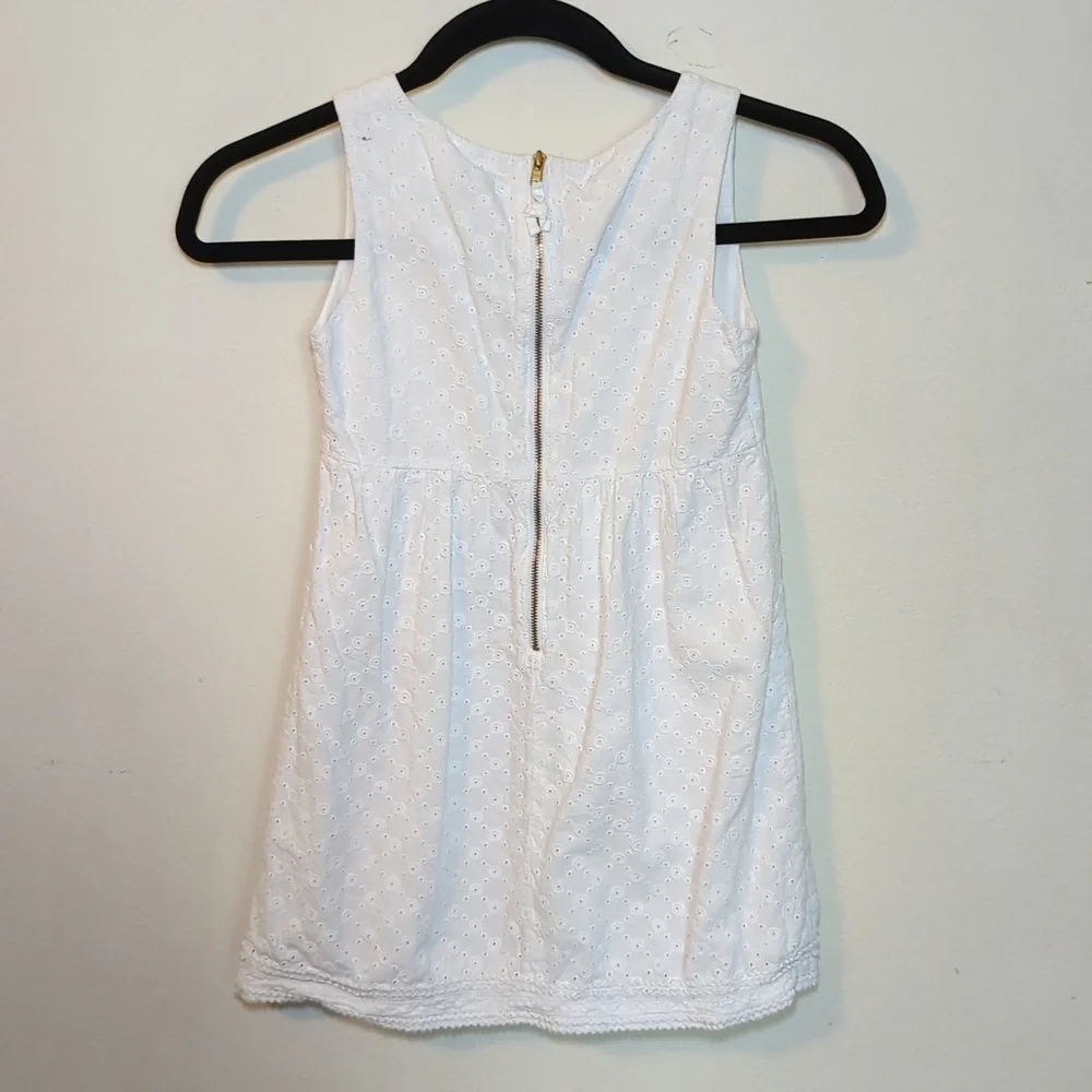 Vineyard Vines White Eyelet Dress Sleeveless Coquette Cotton Lined Girls Size 7